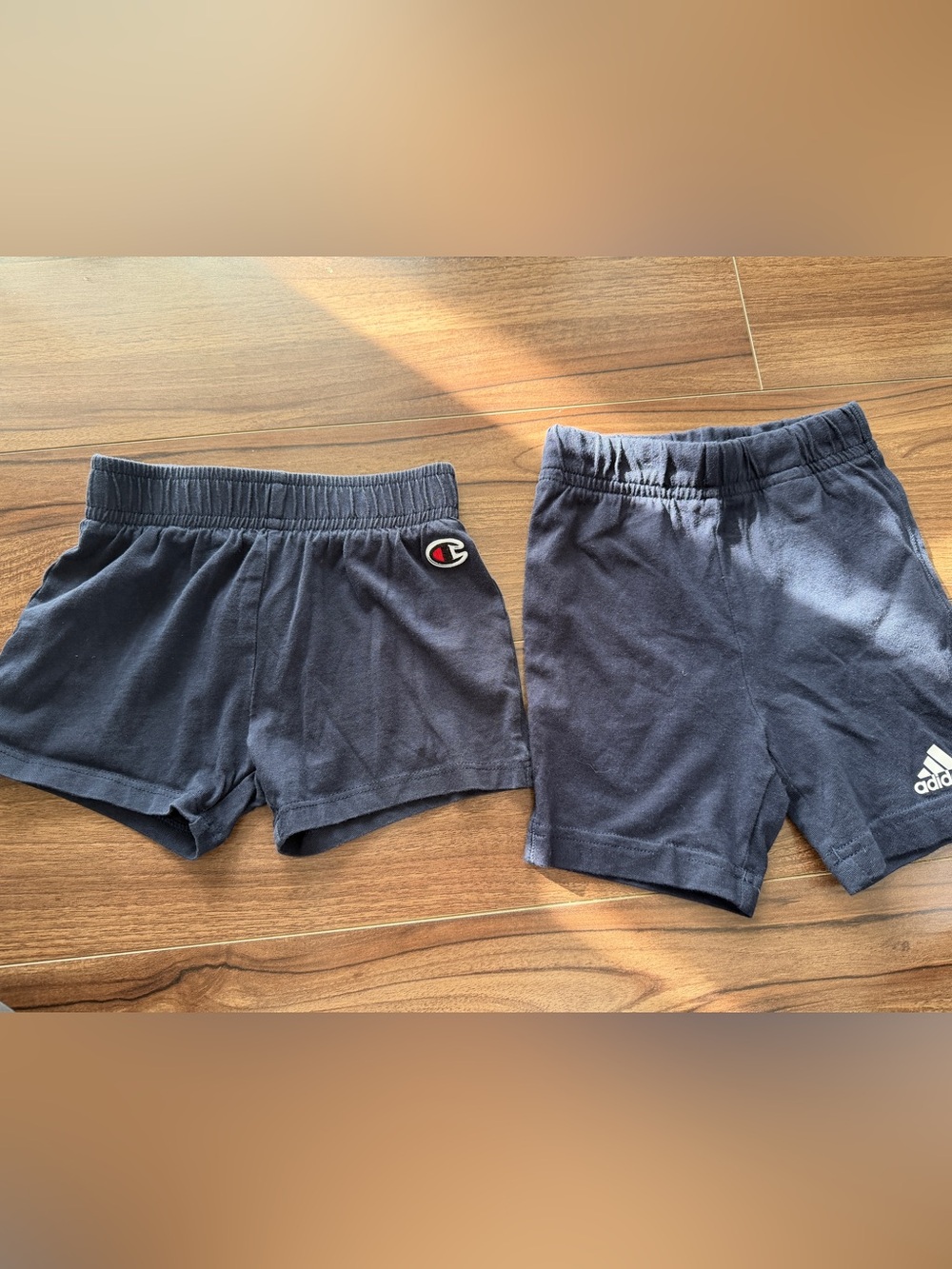 Champion Kids Navy Elastic-Waist Shorts with Logo Patch and Addidas short